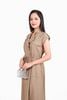 FDC15294 - Đầm công sở vải tuyp xy dáng suông cổ hai ve vai chờm thân váy phối ly tạo kiểu eo bo chun co giãn - PANTIO