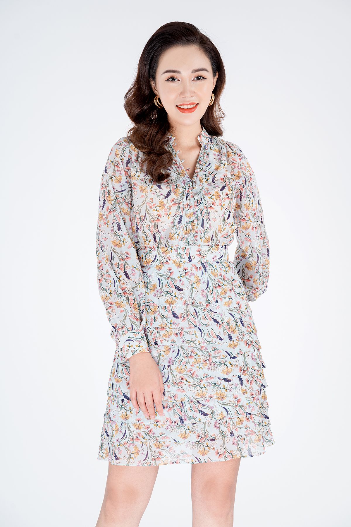 FDC33030 - Đầm công sở chất liệu lụa dài tay - PANTIO