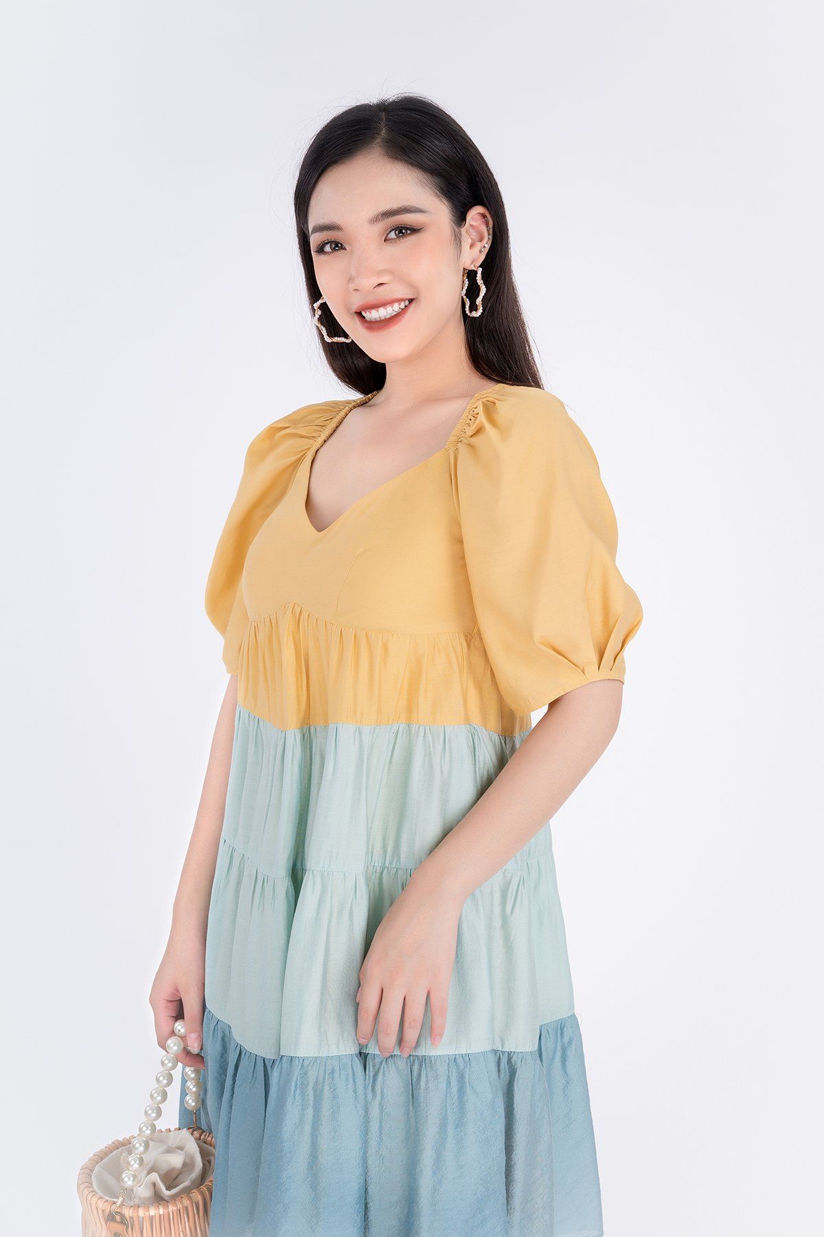 FDC33142 - Đầm công sở chất liệu thô mỏng dáng suông - PANTIO