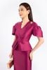 FDC33444 - Đầm dự tiệc vải tafta dáng ôm thân trên peplum xếp nếp cổ V cut- PANTIO