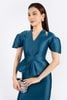 FDC33444 - Đầm dự tiệc vải tafta dáng ôm thân trên peplum xếp nếp cổ V cut- PANTIO