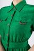 FDC34007 - Đầm công sở vải thô nhăn dáng A cổ đức phối túi ngực và eo đính khuy gỗ - PANTIO