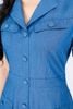 FDC34040 - Đầm công sở vải denim dáng xoè cổ bẻ thân đính khuy bọc trang trí kèm nắp túi tạo kiểu khoá thân sau - PANTIO