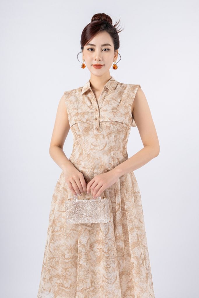 FDC34062 - tỷ lệ kèo 8899 vải lưới dáng xòe có lót vải habutai cổ đức thân phối vạt tạo kiểu khóa thân sau - tỷ lệ kèo 8899