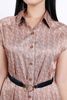 FDC34120 - Đầm công sở vải thô lụa dáng suông cổ đức vai chờm kèm dây đai lưng co giãn - PANTIO