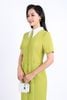 FDC34169 - Đầm công sở vải phi cát dáng bút chì cổ đức tháo rời thân váy đính khuy bọc trang trí có túi váy bên hông khóa thân sau - PANTIO