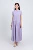 FDC34192 - Đầm công sở vải chiffon xốp dáng suông cổ đức tay ngắn thân váy xếp nhún tạo xoè cài khuy thân trước - PANTIO