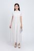 FDC34192 - Đầm công sở vải chiffon xốp dáng suông cổ đức tay ngắn thân váy xếp nhún tạo xoè cài khuy thân trước - PANTIO