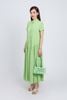 FDC34192 - Đầm công sở vải chiffon xốp dáng suông cổ đức tay ngắn thân váy xếp nhún tạo xoè cài khuy thân trước - PANTIO