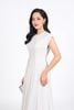 FDC35140 - Đầm công sở vải thô kate dáng A cổ tròn vai chờm thân váy xếp nhún tạo xoè khóa thân sau - PANTIO
