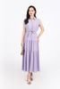 FDC35275 - Đầm công sở vải chiffon xốp cổ đức vai chờm eo phối vạt thắt nơ tạo kiểu thân váy xếp tầng cài khuy trước - PANTIO