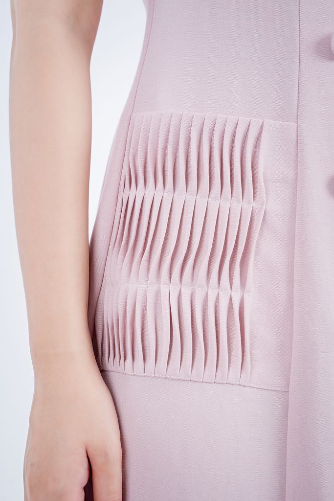 FDC53068 - Đầm công sở chất liệu thô dáng dài ngắn tay - PANTIO