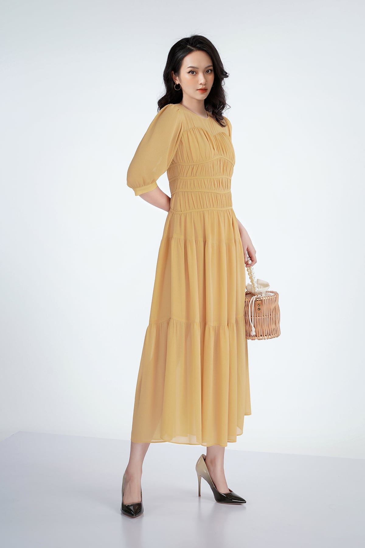 tỷ lệ kèo 8899 chất liệu chiffon xốp cổ tròn dáng xòe FDC73195 - tỷ lệ kèo 8899