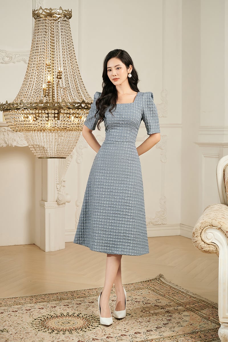 FDC73221 - tỷ lệ kèo 8899 chất liệu vải tafta cổ vuông tay bồng xếp nếp - tỷ lệ kèo 8899