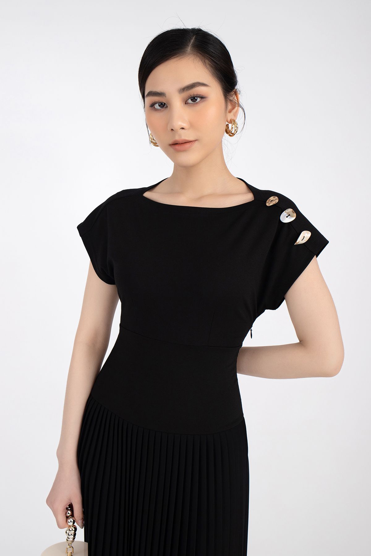 FDC73231 - Đầm công sở chất liệu vải cotton dáng xòe - PANTIO