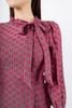 FDC73952 - Đầm công sở vải tơ dáng xòe có lót vải habutai cổ kiểu phối nơ tay bồng nhẹ khóa thân sau - PANTIO