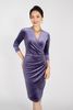 FDC93286 - Đầm công sở chất liệu vải nhung dáng ôm body cổ chữ V, tà chồng xếp ly - PANTIO
