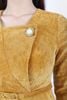 FDC93956 - Đầm công sở vải nhung dáng A cổ tròn thân xẻ phối khuy tạo kiểu eo đính đai thắt lưng trang trí khóa thân sau - PANTIO