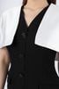 FDC93986 - Đầm công sở vải thô dày dáng ôm có lót vải habutai cổ V phối cúc trang trí xẻ thân trước khóa thân sau kèm áo khoác tạo kiểu - PANTIO