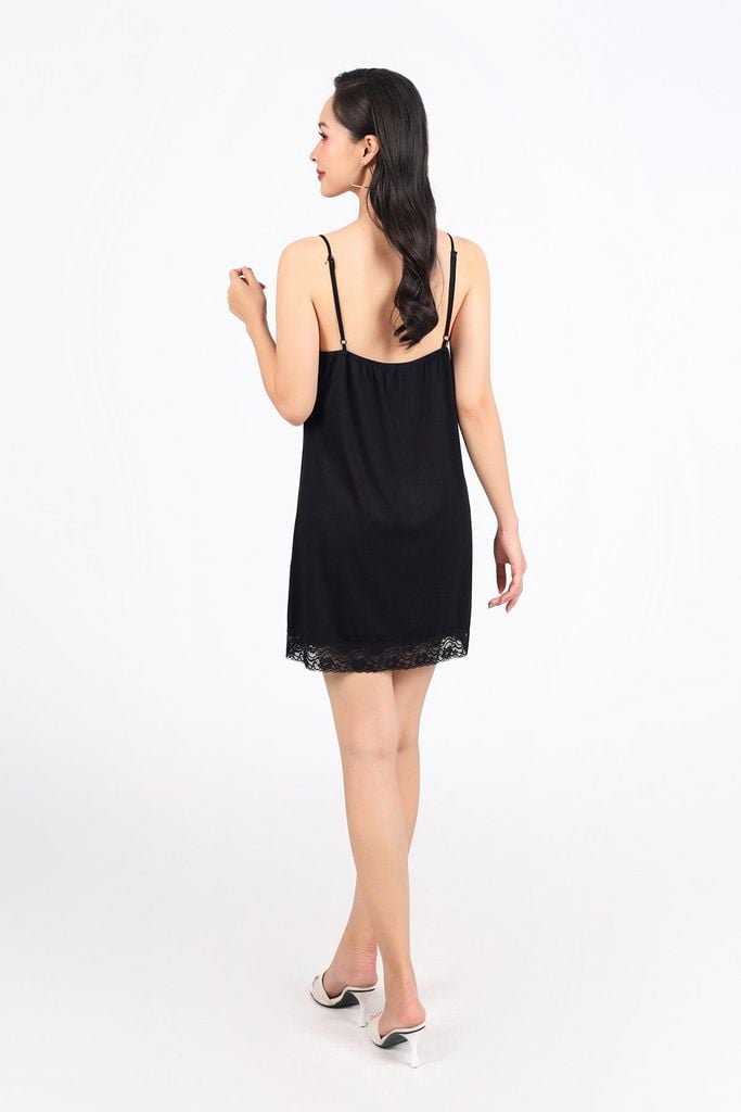 FDD5172 - Đầm hai dây vải cotton dáng suông phối viền ren thời trang - PANTIO