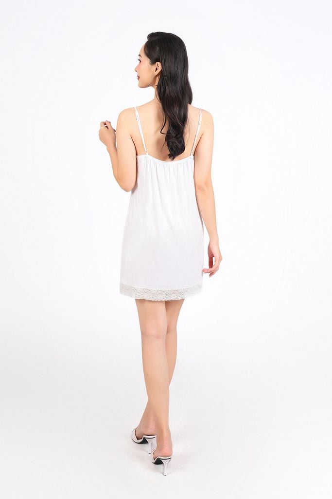 FDD5172 - Đầm hai dây vải cotton dáng suông phối viền ren thời trang - PANTIO