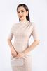 FDD9094 - Đầm công sở vải len dáng ôm cổ xếp nếp đính khuy ngọc trai tạo kiểu - PANTIO