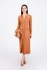 FDD9129 - Đầm dệt kim cao cấp vải len co giãn dáng ôm cổ đức xẻ V thân váy phối nắp túi ốp đính đá kim loại tạo kiểu - PANTIO