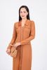 FDD9129 - Đầm dệt kim cao cấp vải len co giãn dáng ôm cổ đức xẻ V thân váy phối nắp túi ốp đính đá kim loại tạo kiểu - PANTIO
