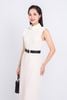 FDD9132 - Đầm dệt kim cao cấp vải nhung dáng suông dài cổ cao khoá thân sau - PANTIO