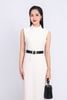 FDD9132 - Đầm dệt kim cao cấp vải nhung dáng suông dài cổ cao khoá thân sau - PANTIO