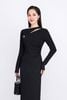 FDD9136 - Đầm len thời trang cao cấp dáng suông cổ tròn ngực cut tạo kiểu phối khuy kim loại trang trí - PANTIO