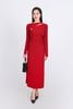 FDD9136 - Đầm len thời trang cao cấp dáng suông cổ tròn ngực cut tạo kiểu phối khuy kim loại trang trí - PANTIO