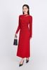 FDD9136 - Đầm len thời trang cao cấp dáng suông cổ tròn ngực cut tạo kiểu phối khuy kim loại trang trí - PANTIO