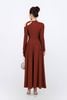 FDD9156 - Đầm dệt kim vải len cao cấp dáng suông cổ phối dây nơ tạo kiểu thân váy xếp ly nhún tạo xoè thời trang - PANTIO