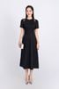 FDH5526 - Đầm dạ hội cao cấp vải thô dày dáng A cổ tròn đính đá thời trang vai phối vải lưới tay bồng nhẹ thân váy hoạ tiết đường gân - PANTIO