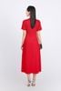 FDH5526 - Đầm dạ hội cao cấp vải thô dày dáng A cổ tròn đính đá thời trang vai phối vải lưới tay bồng nhẹ thân váy hoạ tiết đường gân - PANTIO