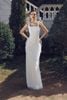 FDH9566 - Đầm dạ hội cao cấp vải thô dày dáng suông hai dây cổ vuông kiểu corset hoạ tiết gân thân váy phối vải lông tạo kiểu - PANTIO