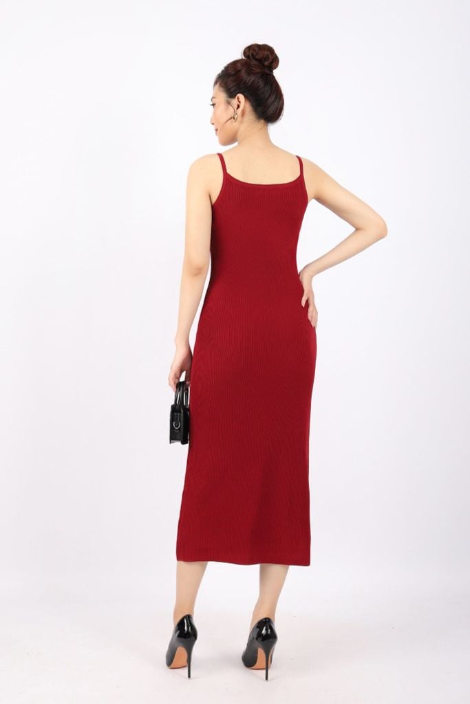 FDO376 - Đầm len cao cấp dáng ôm body hai dây dài qua gối không kèm phụ kiện - PANTIO