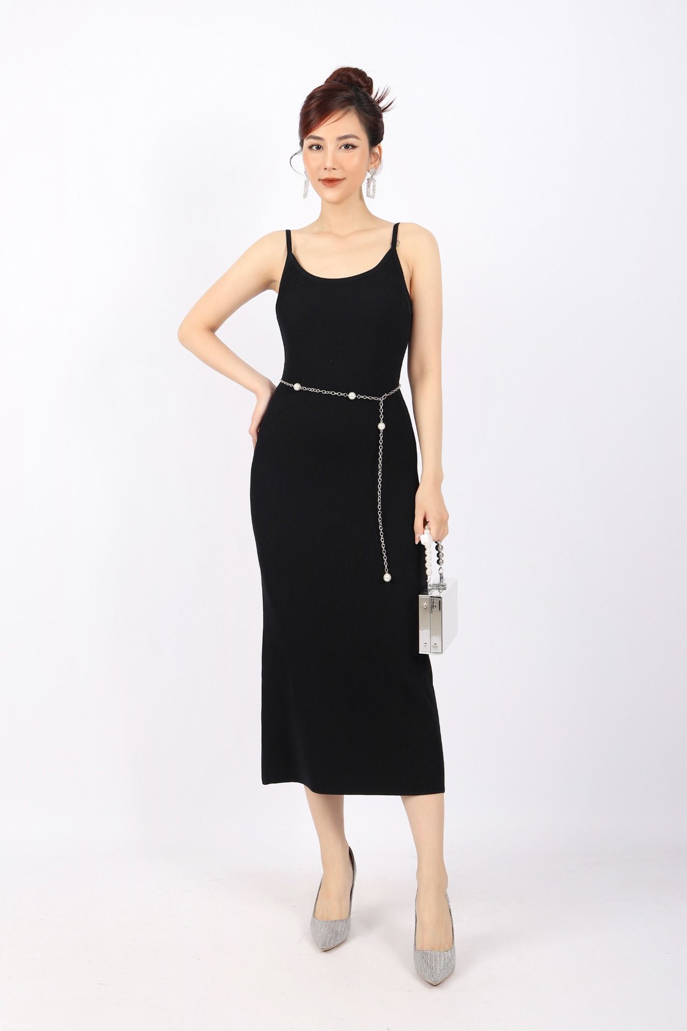 FDO376 - Đầm len cao cấp dáng ôm body hai dây dài qua gối không kèm phụ kiện - PANTIO