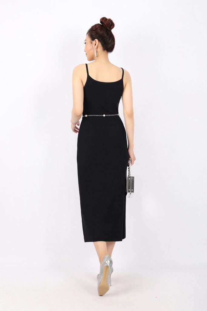 FDO376 - Đầm len cao cấp dáng ôm body hai dây dài qua gối không kèm phụ kiện - PANTIO