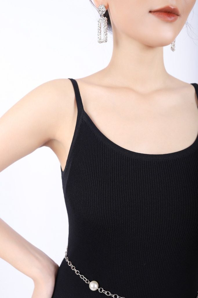 FDO376 - Đầm len cao cấp dáng ôm body hai dây dài qua gối không kèm phụ kiện - PANTIO