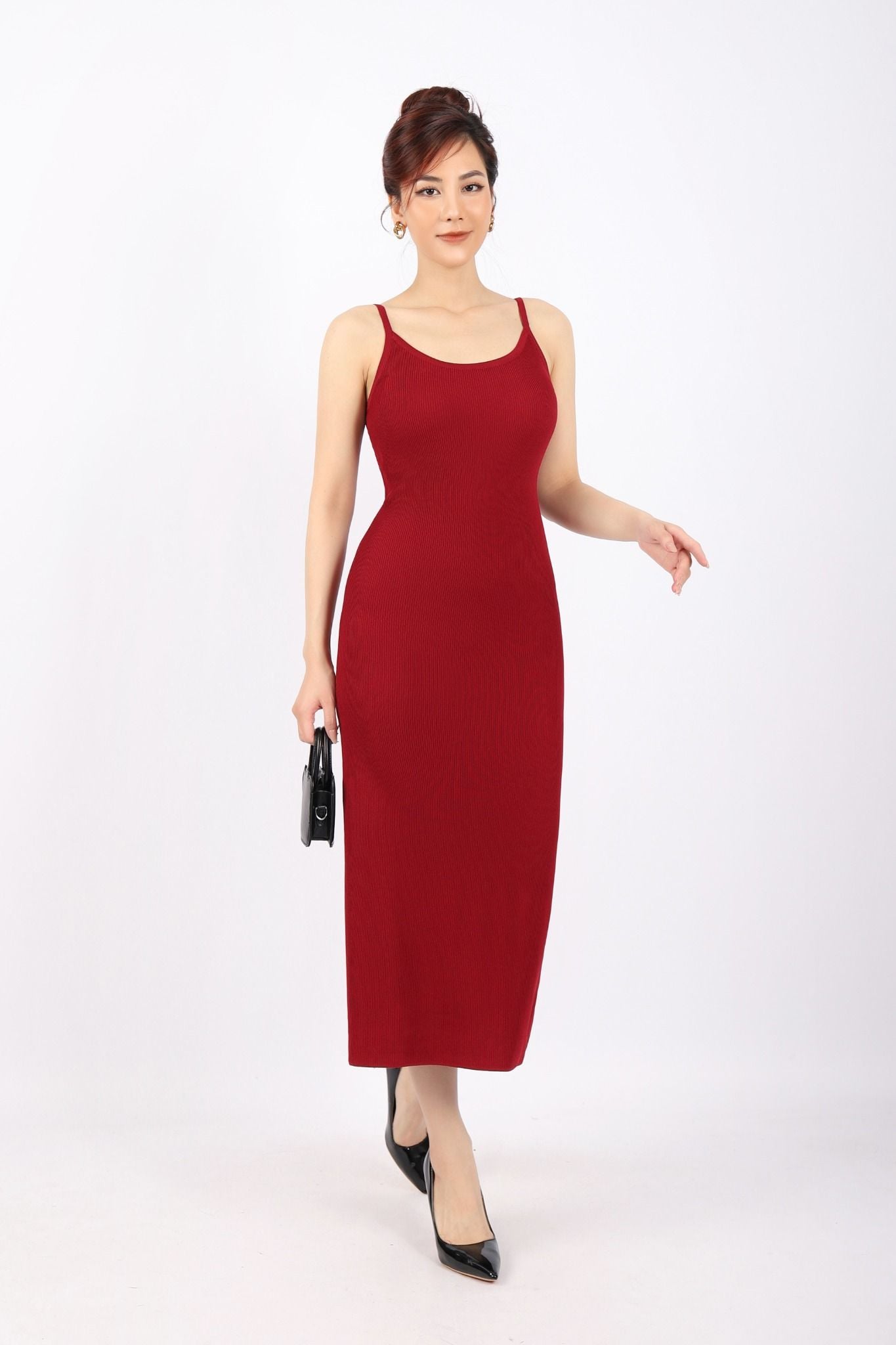 FDO376 - Đầm len cao cấp dáng ôm body hai dây dài qua gối không kèm phụ kiện - PANTIO