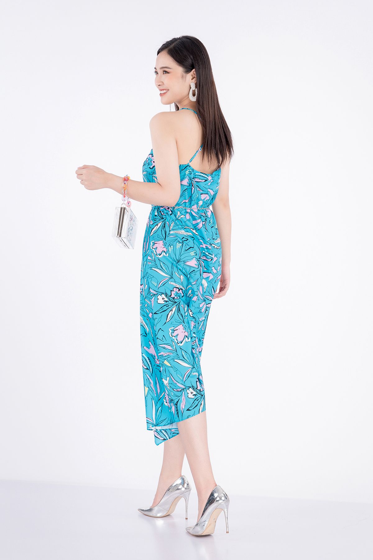 FDP32774 - Đầm dạo phố chất liệu lụa hai dây - PANTIO