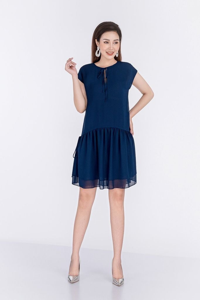 FDP32809 - Đầm dạo phố chất liệu chiffon dáng suông xếp ly - PANTIO