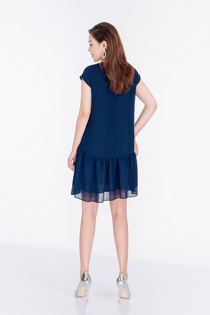 FDP32809 - Đầm dạo phố chất liệu chiffon dáng suông xếp ly - PANTIO