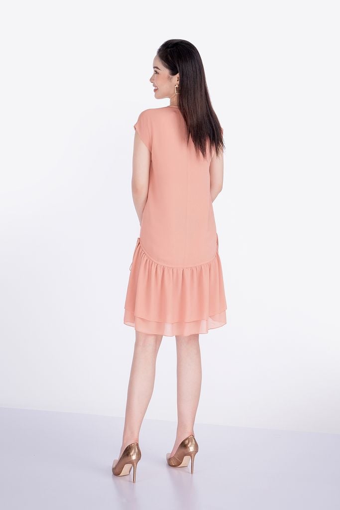 FDP32809 - Đầm dạo phố chất liệu chiffon dáng suông xếp ly - PANTIO