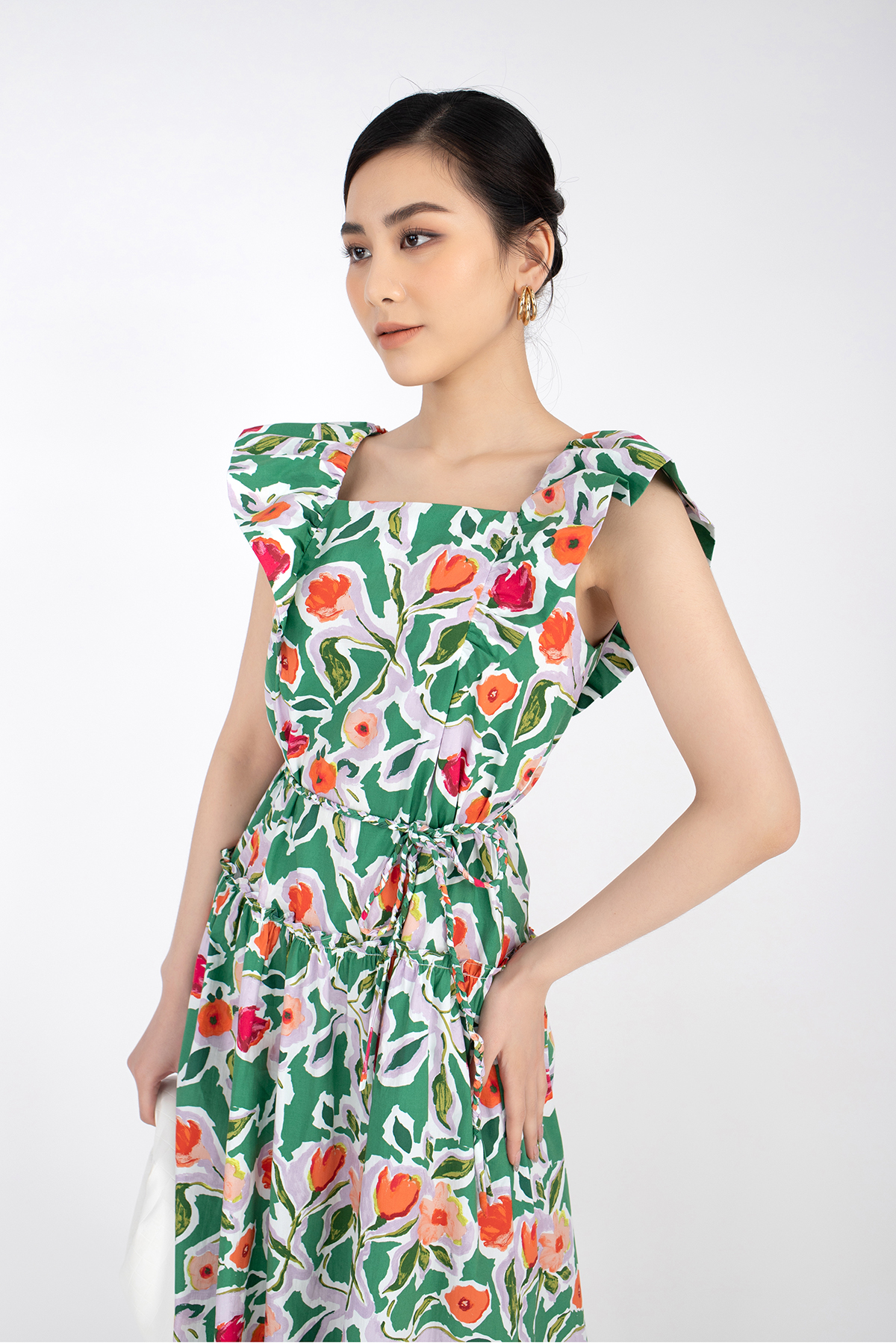 Váy thô Hàn Quốc bèo vuông ren hoa vàng vintage CHERRY Lamm  Con là điều  ngọt ngào nhất