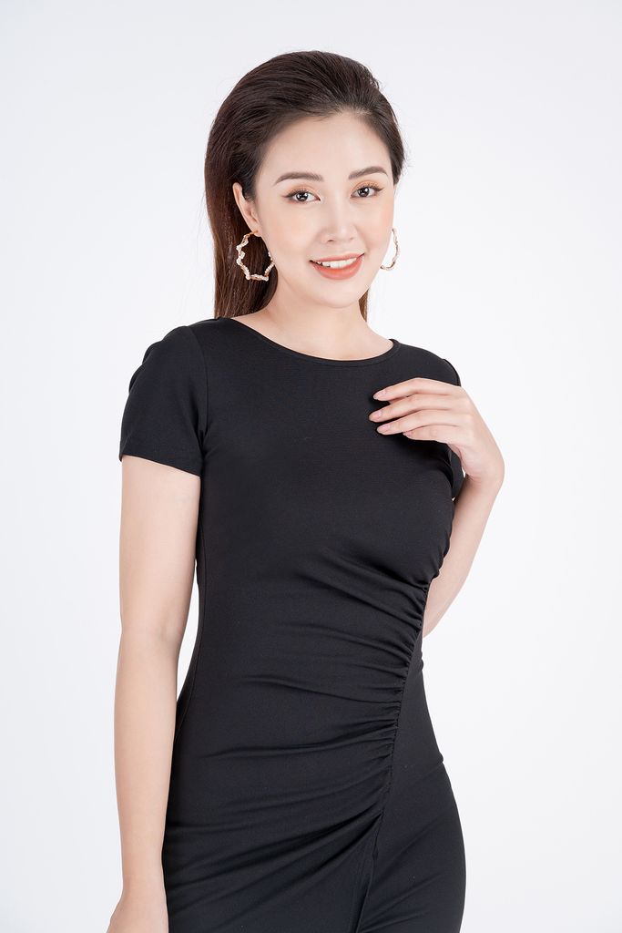 FDP33040 - Đầm dạo phố chất liệu Cotton ngắn tay - PANTIO