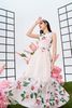 FDP33103 - Đầm dạo phố vải chiffon dáng xòe cổ tròn thân phối họa tiết in kèm đai tạo kiểu - PANTIO