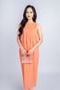 FDP33221 - Đầm dạo phố vải linen dang bom cổ tròn thân ngực máy mí tạo kiểu - PANTIO